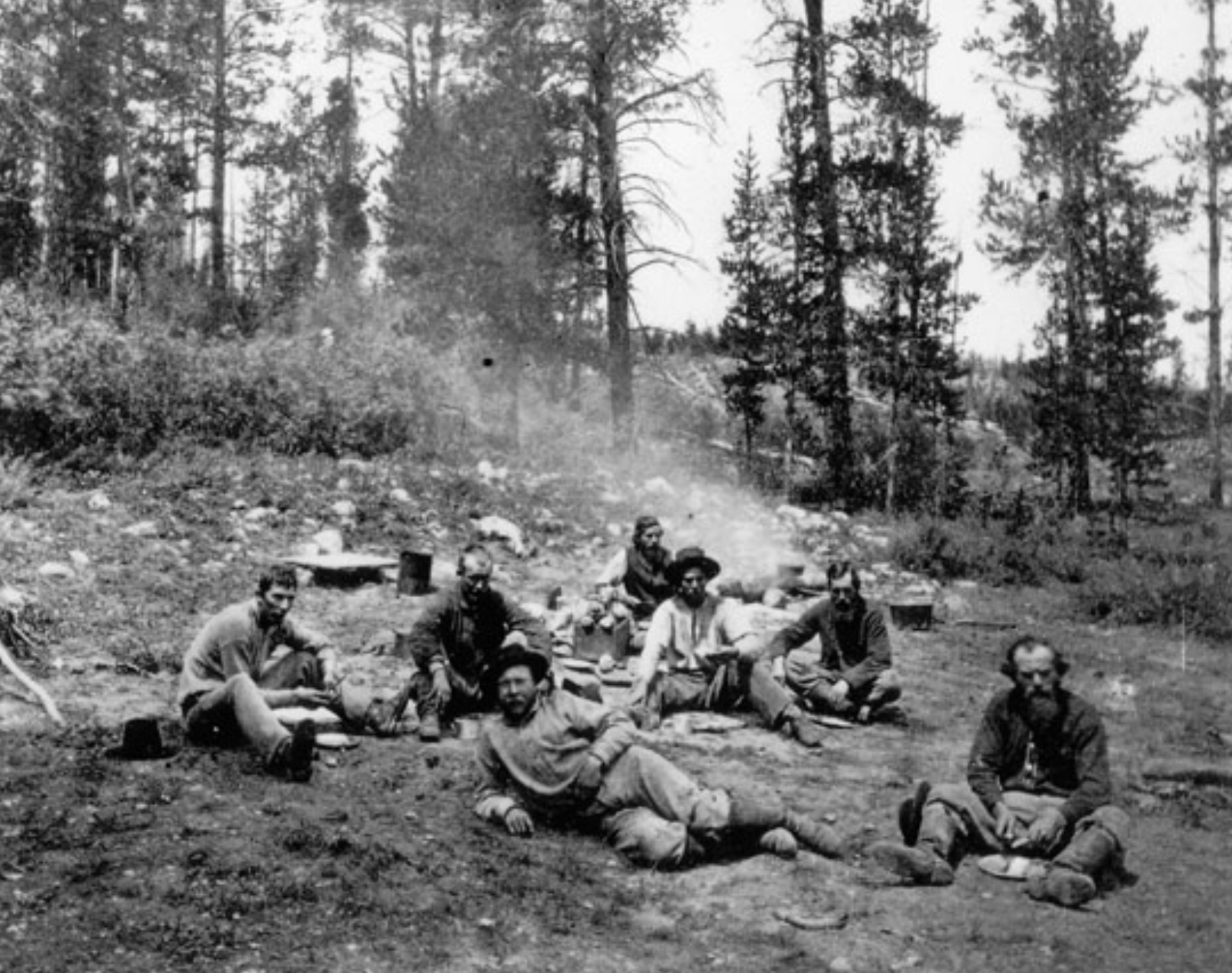 Union Pacific workers eat at their camp in Utah's Uinta Mountains.